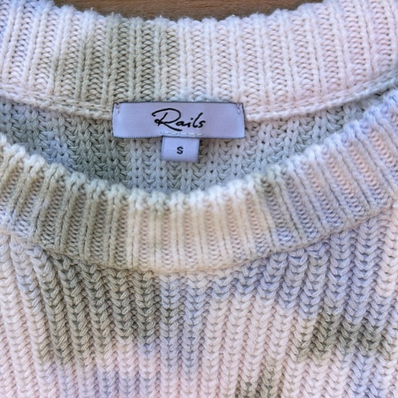 Rails Venus white blue green tie dye cable knit sweater small - Picture 3 of 4